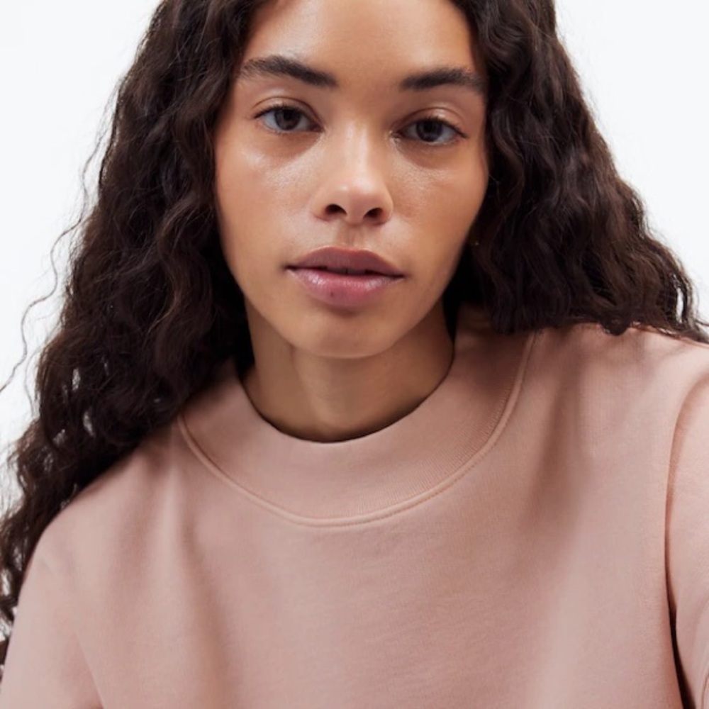 Madewell Relaxed Mockneck Cropped Sweatshirt Pale Blush Women’s Small - Picture 5 of 12
